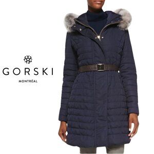 Vintage Navy Blue Gorski Apres Italian Ski Jacket Size Small MISSING FUR